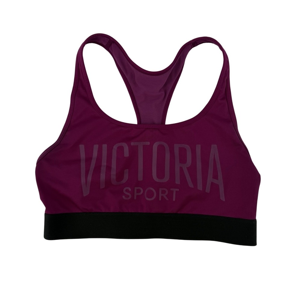 Victoria Sport Racerback Sports Bra Pink Purple Logo Medium Support Size S